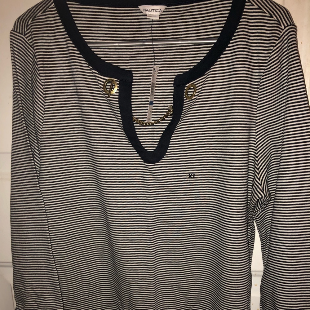 Nautical blue/white striped shirt from Nautica